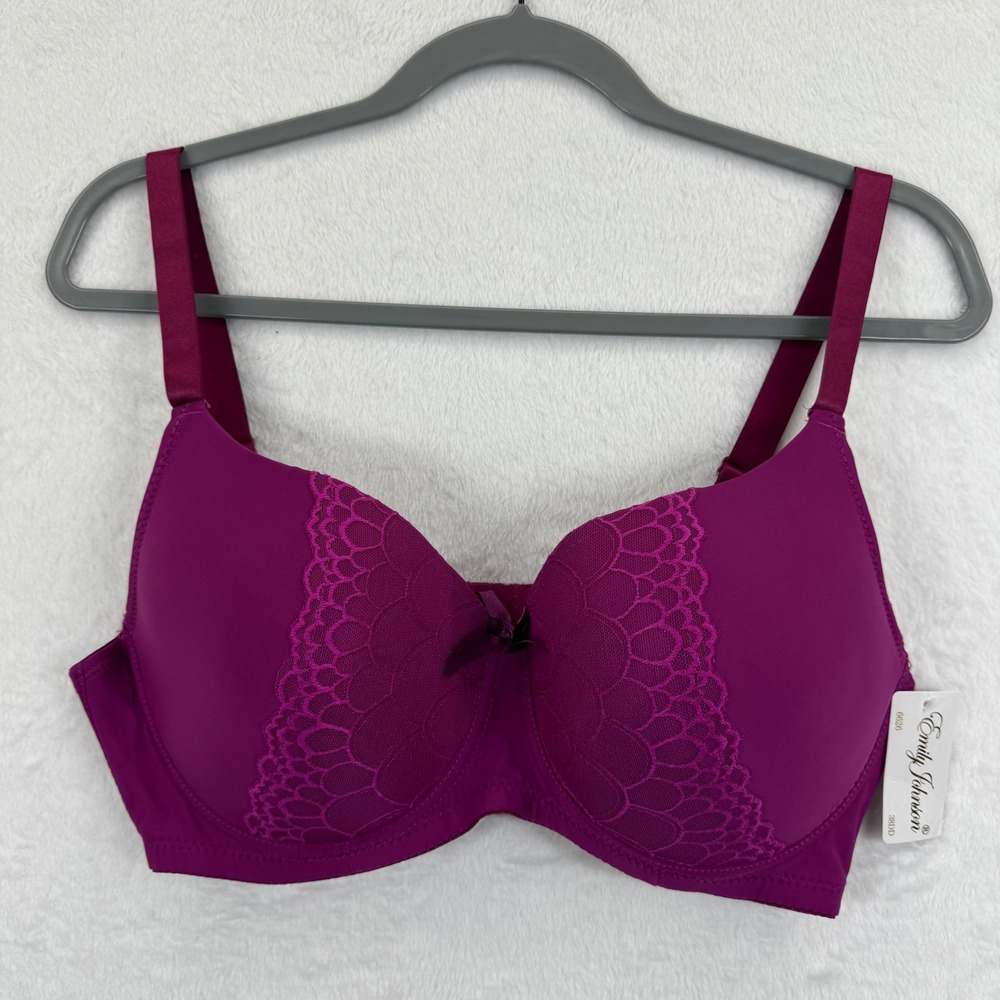 Emily Johnson 38DD Purple Lace Padded Underwire Bra Womens New‎